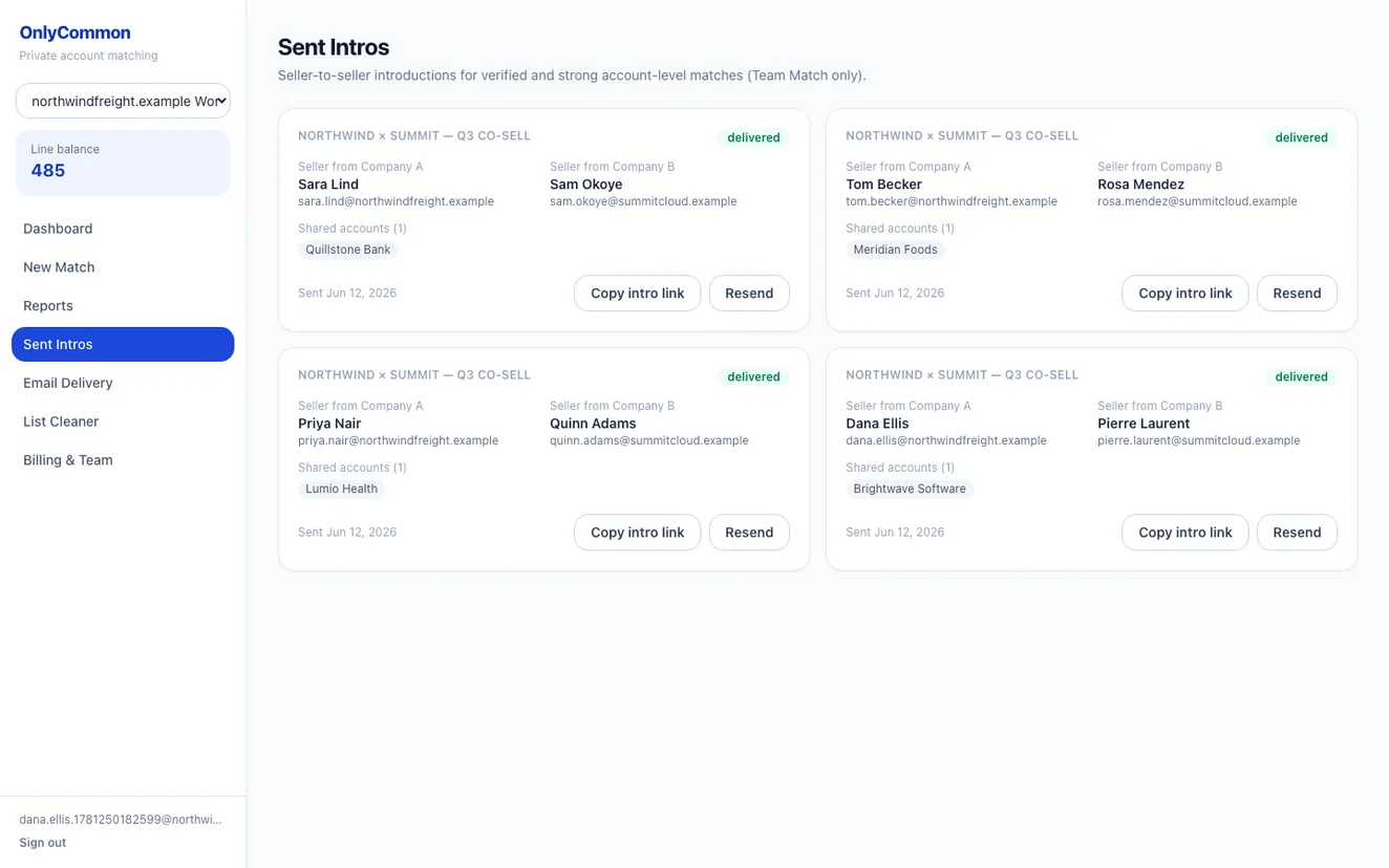OnlyCommon automatic seller intros between account owners